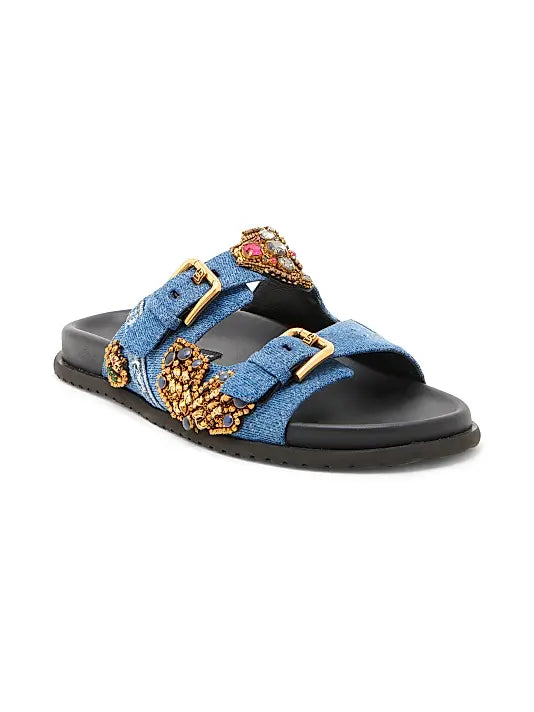 Like a Virgin Embellished Denim Sandals