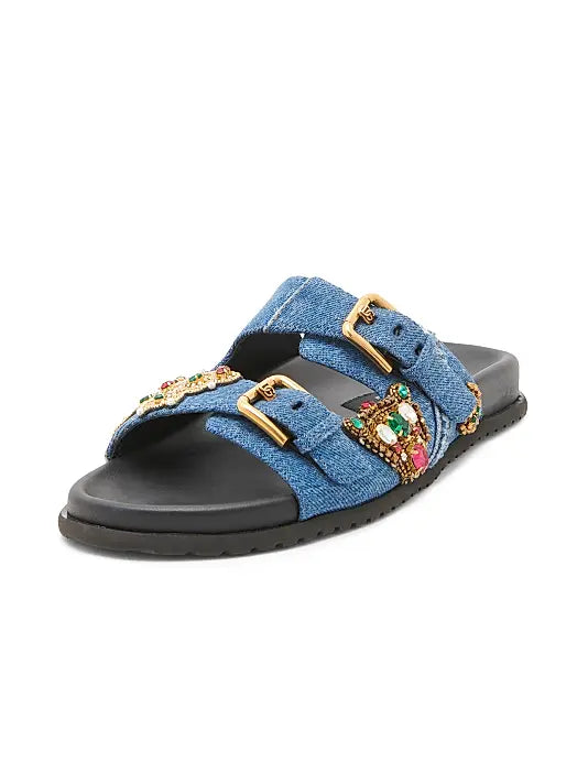 Like a Virgin Embellished Denim Sandals