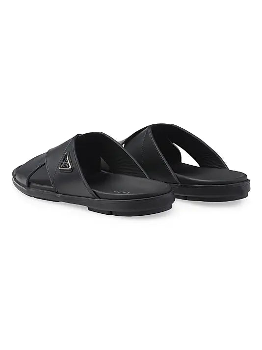 Leather Crisscross Slides