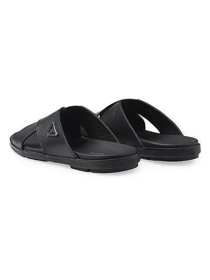 Leather Crisscross Slides