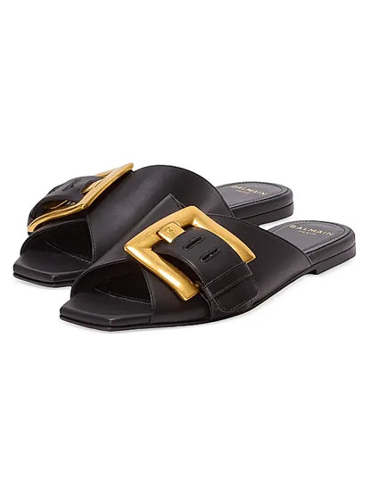 Anthe Buckle-Accented Leather Sandals