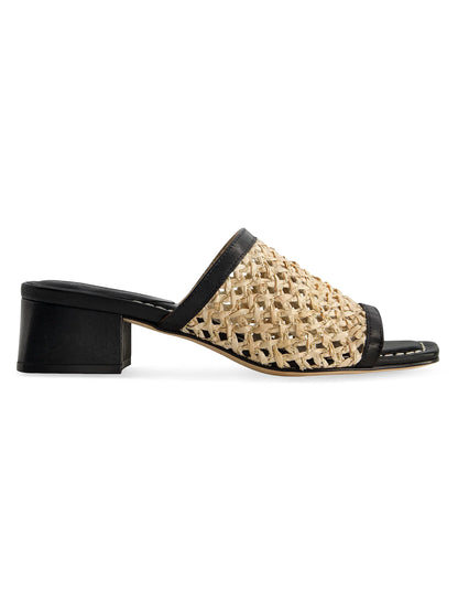 Jenne Low Heel Raffia Sandals