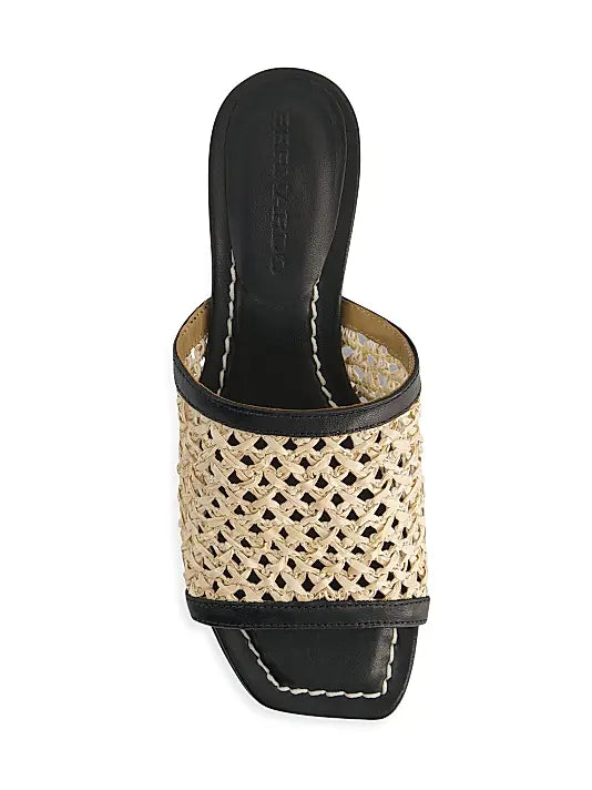 Jenne Low Heel Raffia Sandals