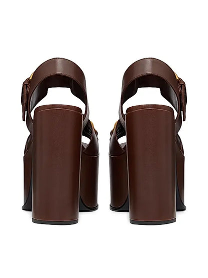 VLogo Chain Calfskin 130MM Platform Sandals