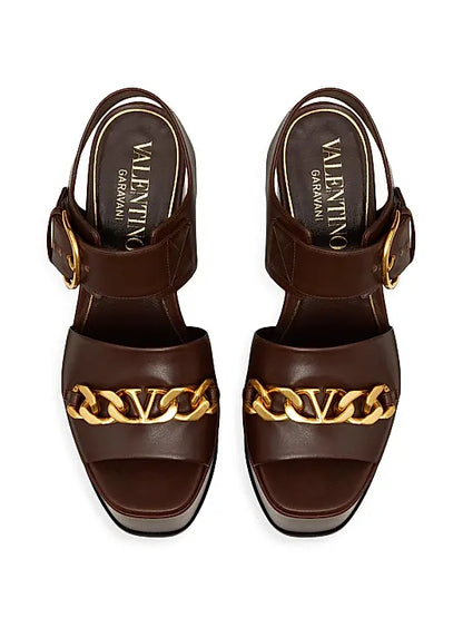 VLogo Chain Calfskin 130MM Platform Sandals