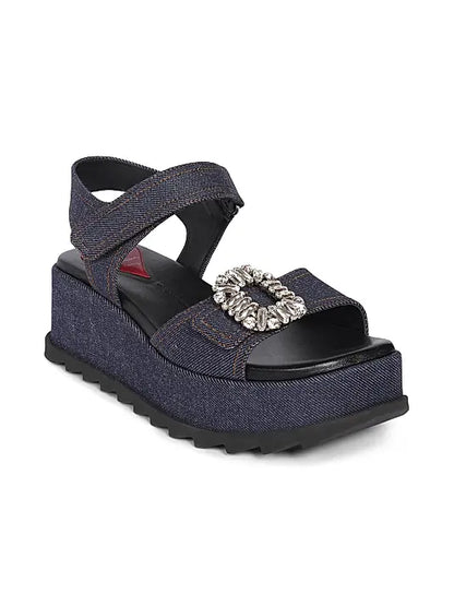 Slidy Viv' Denim Wedge Sandals