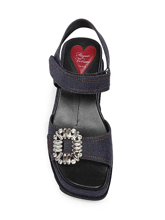 Slidy Viv' Denim Wedge Sandals