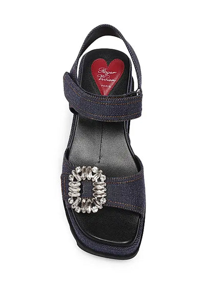 Slidy Viv' Denim Wedge Sandals
