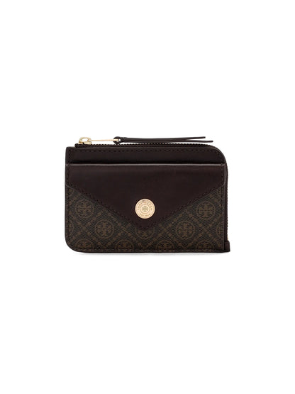 T Monogram Coated Canvas Envelope Card Case