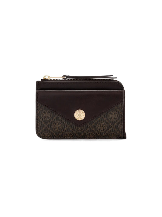 T Monogram Coated Canvas Envelope Card Case