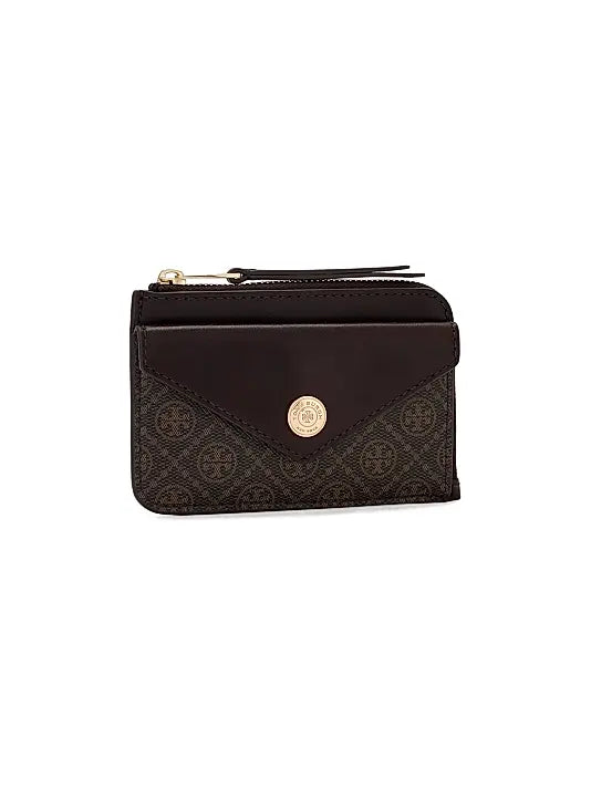 T Monogram Coated Canvas Envelope Card Case