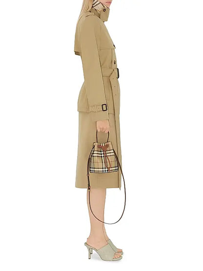 Checked Cotton-Blend Bucket Bag