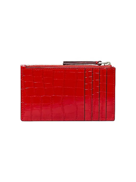 Kira Croc-Embossed Leather Card Case
