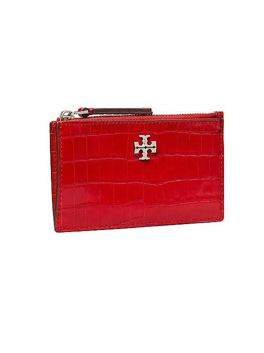 Kira Croc-Embossed Leather Card Case