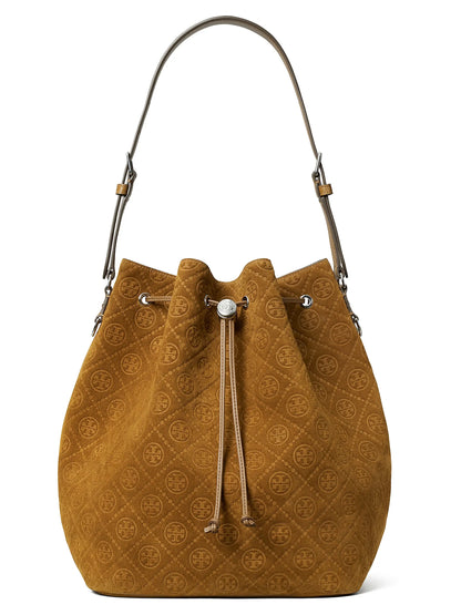 T Monogram Suede Oversized Bucket Bag