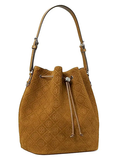 T Monogram Suede Oversized Bucket Bag