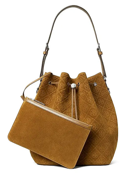 T Monogram Suede Oversized Bucket Bag