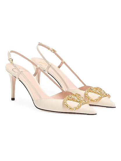VLogo Signature Slingback Calfskin 80MM Pumps