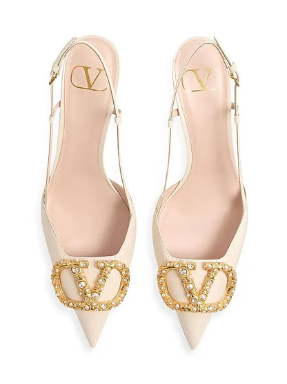 VLogo Signature Slingback Calfskin 80MM Pumps