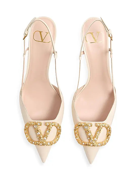 VLogo Signature Slingback Calfskin 80MM Pumps