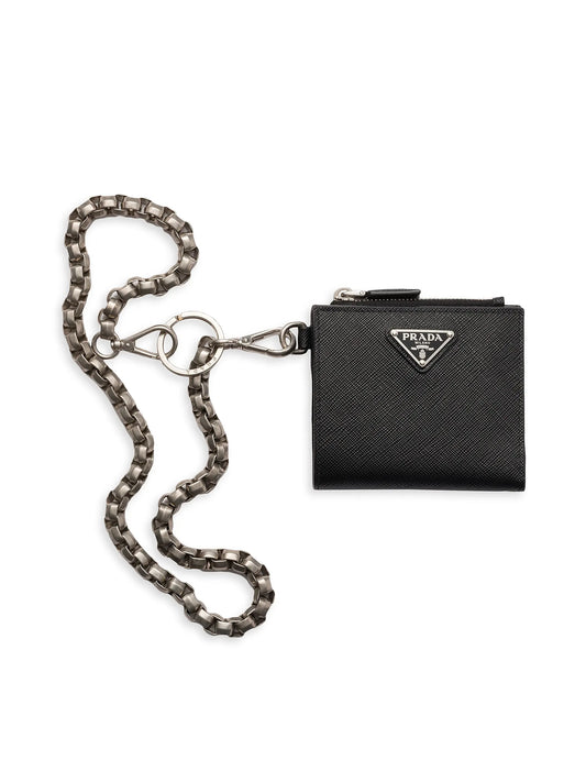 Small Saffiano Wallet with Chain
