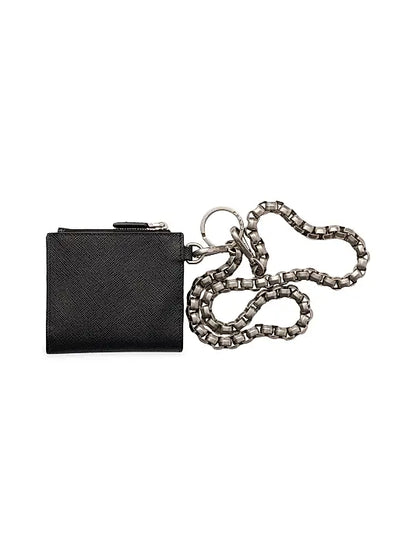 Small Saffiano Wallet with Chain