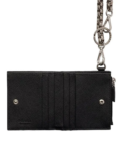 Small Saffiano Wallet with Chain