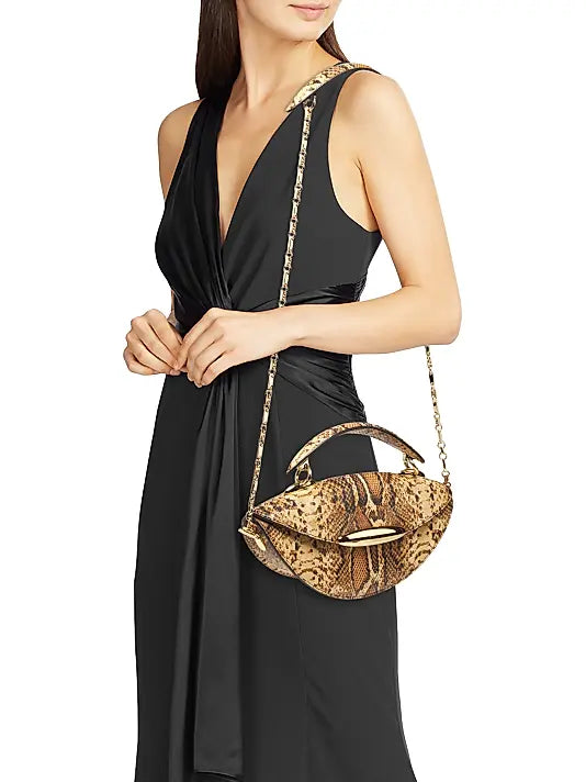 Wavelength Embossed Leather Top Handle Bag