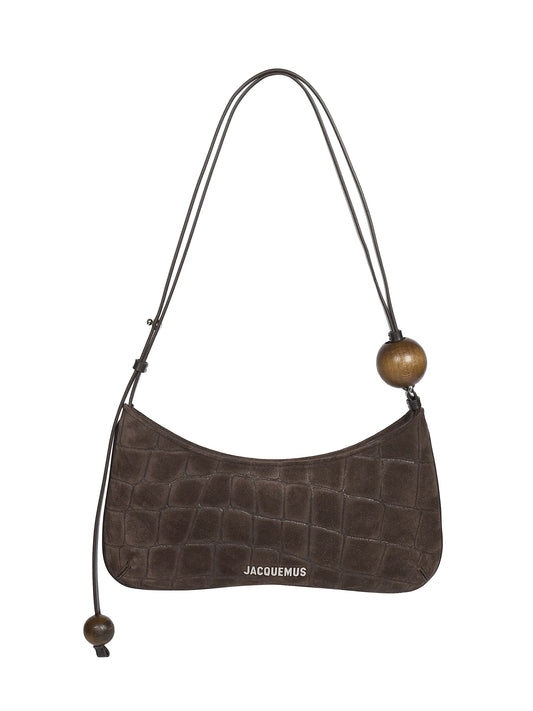 Le Grand Bisou Perle Croc-Embossed Suede Shoulder Bag