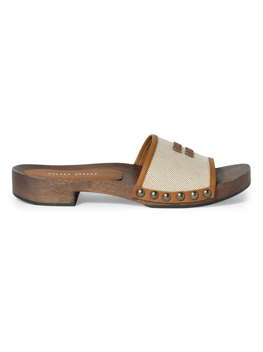 Canvas and Leather Clogs