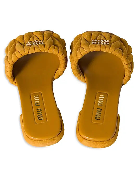 Matelassé Suede Slides
