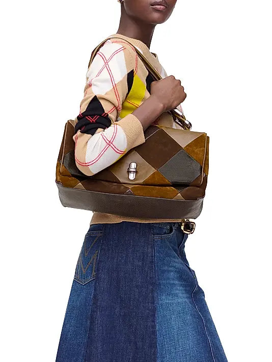 The Suede Patchwork Large Dual Shoulder Bag