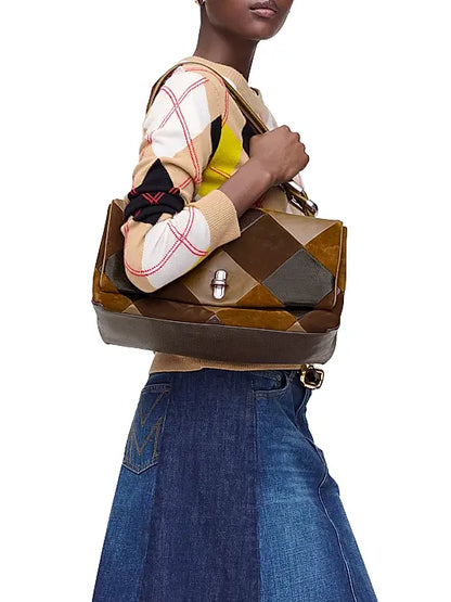 The Suede Patchwork Large Dual Shoulder Bag