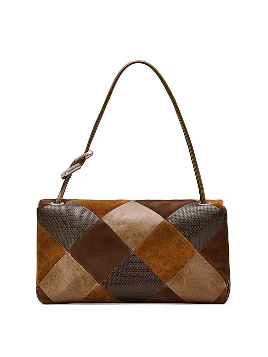 The Suede Patchwork Large Dual Shoulder Bag