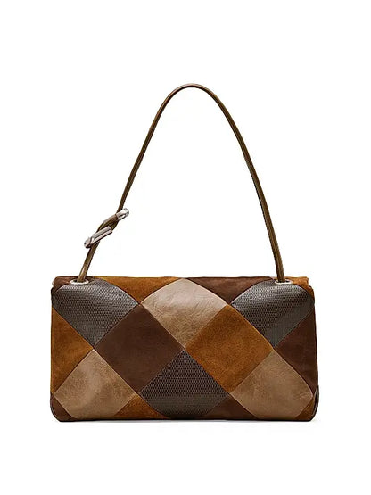 The Suede Patchwork Large Dual Shoulder Bag