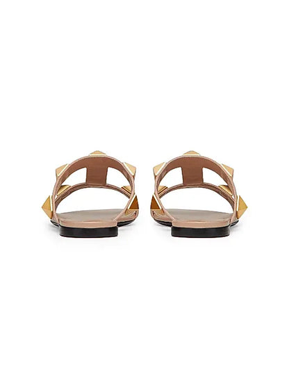 Flat Roman Stud Calfskin Slide Sandals