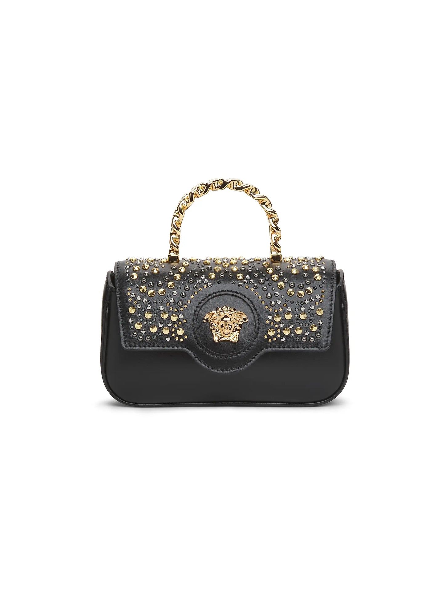Mini Rockstud Top Handle Bag in Grainy Calfskin
