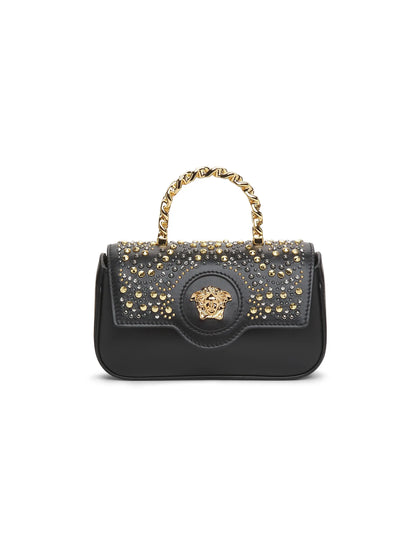 Mini Rockstud Top Handle Bag in Grainy Calfskin