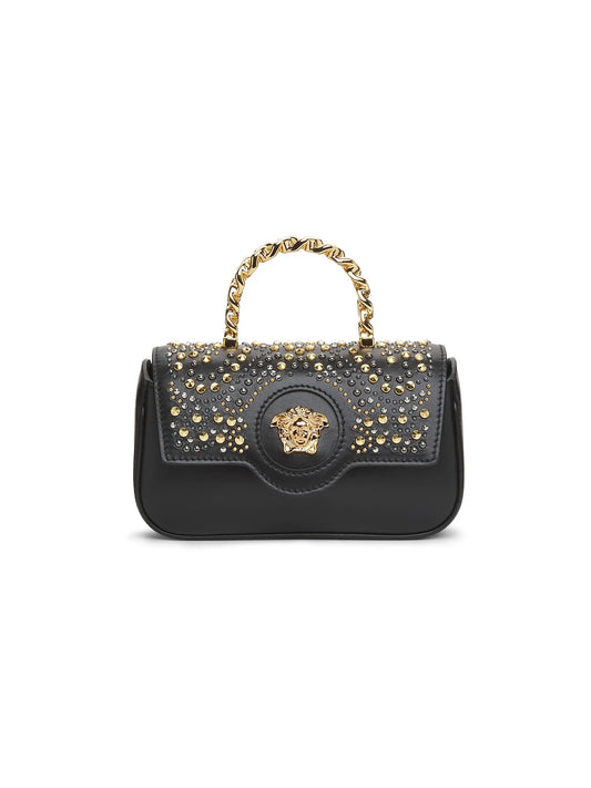 Mini Rockstud Top Handle Bag in Grainy Calfskin