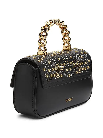 Mini Rockstud Top Handle Bag in Grainy Calfskin