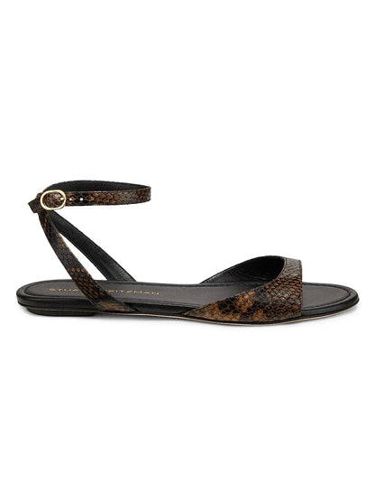 Nudist Snakeskin-Embossed Leather Sandals