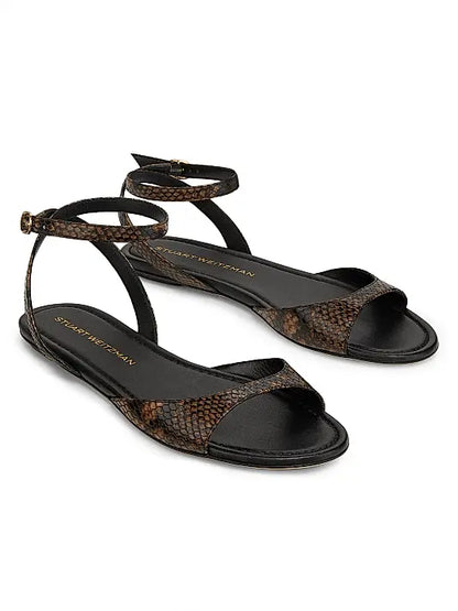 Nudist Snakeskin-Embossed Leather Sandals