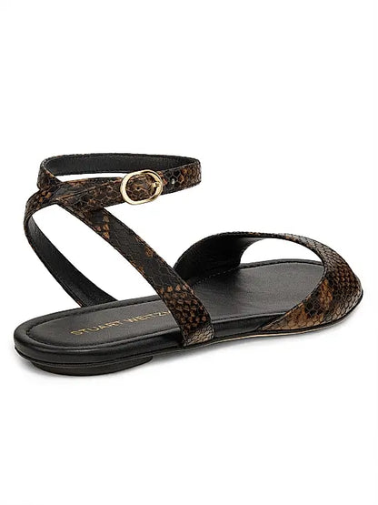 Nudist Snakeskin-Embossed Leather Sandals