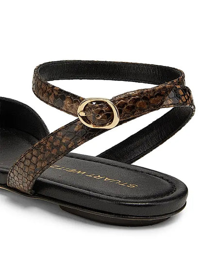 Nudist Snakeskin-Embossed Leather Sandals