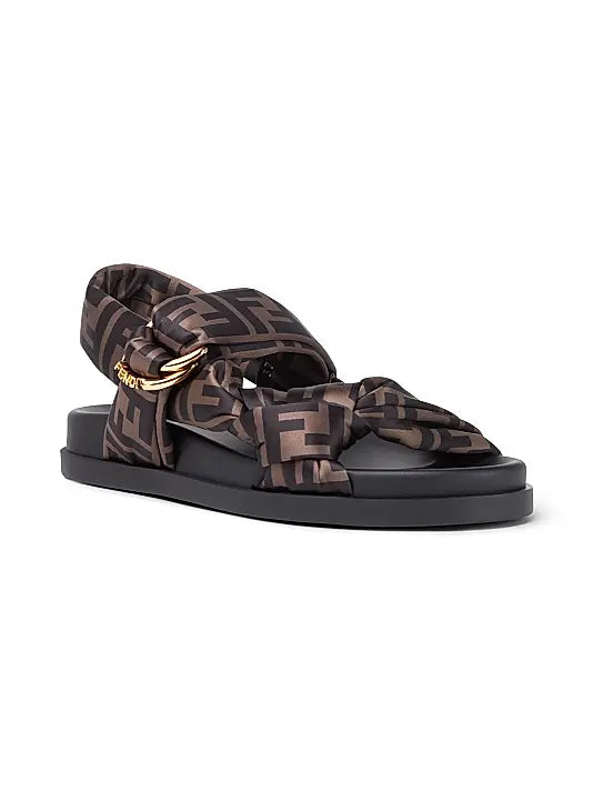 Fendi Feel Monogram Satin Sandals