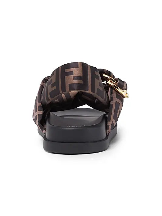 Fendi Feel Monogram Satin Sandals