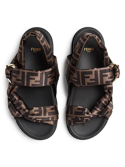 Fendi Feel Monogram Satin Sandals