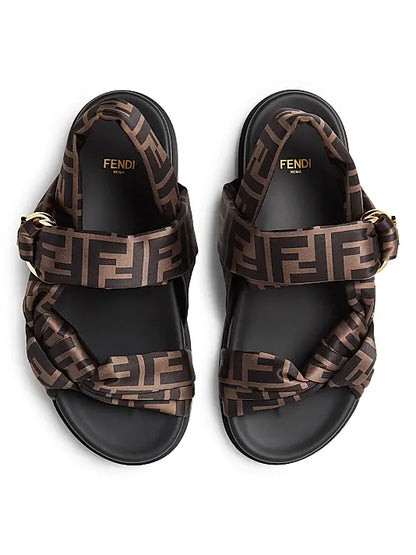 Fendi Feel Monogram Satin Sandals