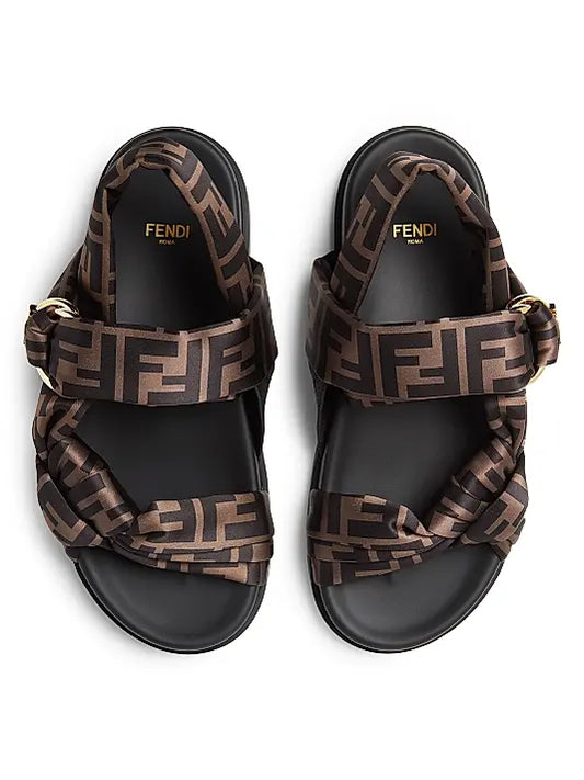 Fendi Feel Monogram Satin Sandals