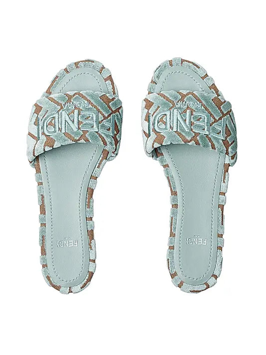 Sunshine Velvet Logo Flat Sandals